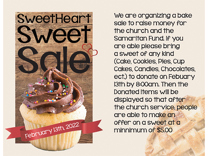 SweetHeart Sweet Sale Church Info